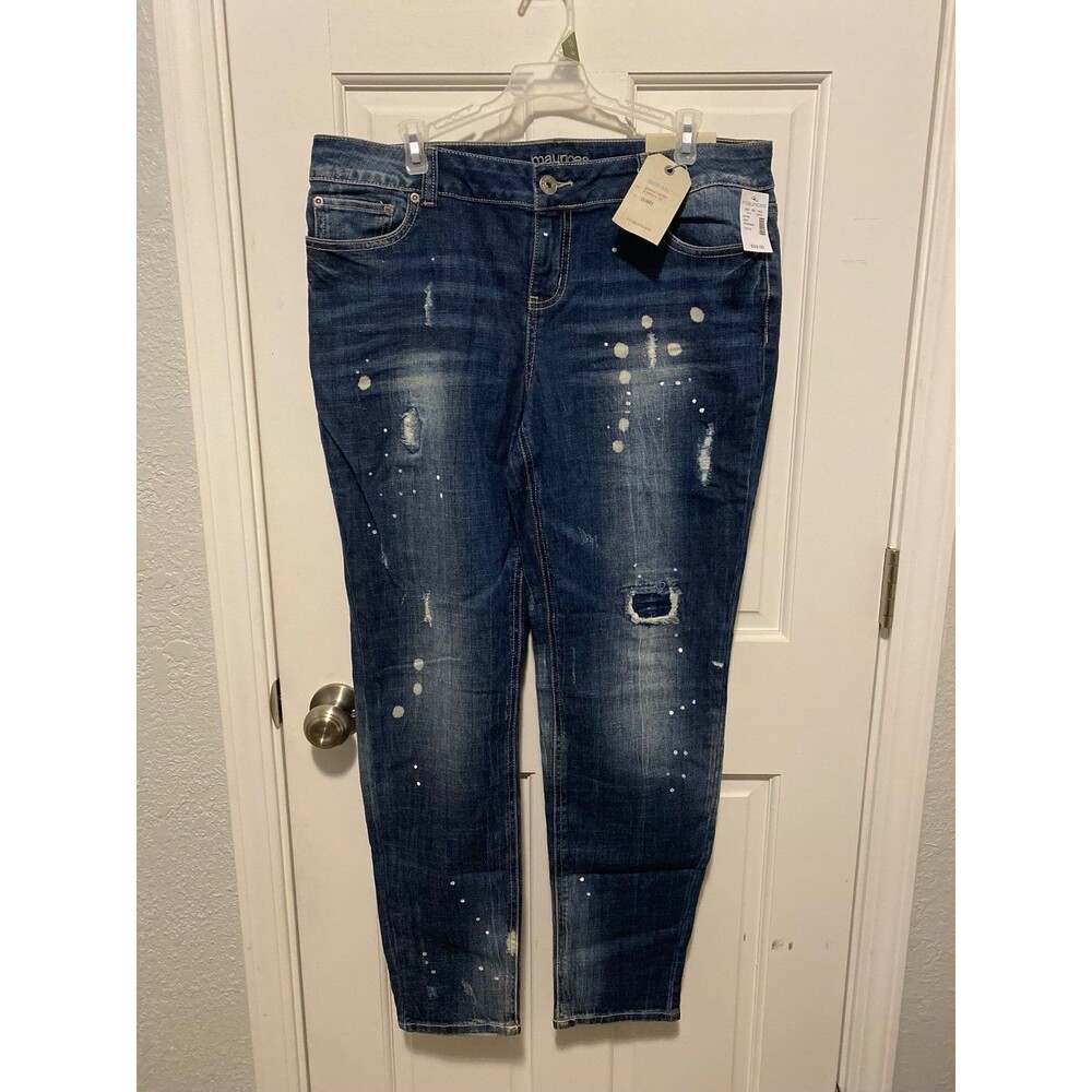 Maurices Denim Flex Distressed Skinny Jean Pants Womens Size 13/14